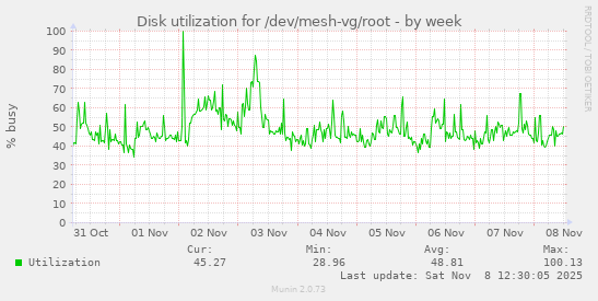 Disk utilization for /dev/mesh-vg/root